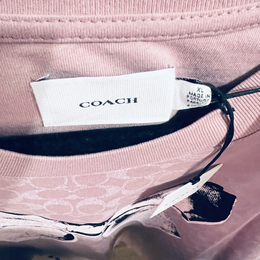 Coach Women's Light Pink Bow Graphic Tee - Picture 3 of 4